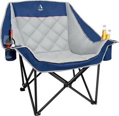 Produktbild von Campingstuhl bis 200KG Gepolstert Armlehnen XL Outdoorstuhl Klappstuhl Campingsofa mit Getränkehalter Kühltasche Hoher Rückenlehne