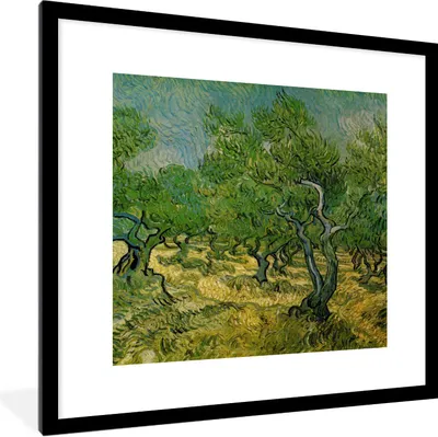 Produktbild von MuchoWow® Gerahmtes Poster Olivenhain - Vincent van Gogh 40x40 cm - Poster mit Schwarzem Bilderrahmen Wandposter Rahmen Foto Bilder - Poster - Plakat im Rahmen