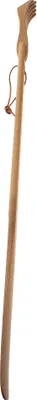 Produktbild von 2 in 1 Buchenholz Schuhlöffel und Kratzhand geölt ca. 59cm lang mit Lederbändchen zum Aufhängen Rückenkratzer