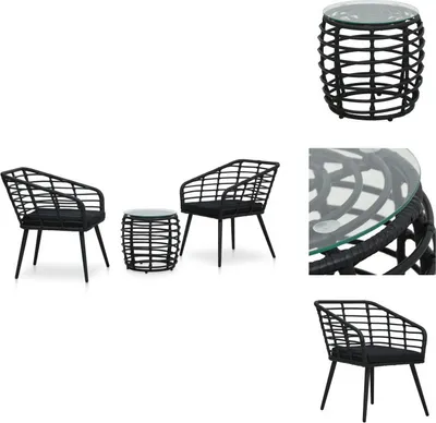 Produktbild von vidaXL 3-tlg. Bistro-Set Poly Rattan Schwarz -  Gartenmöbel-Sets