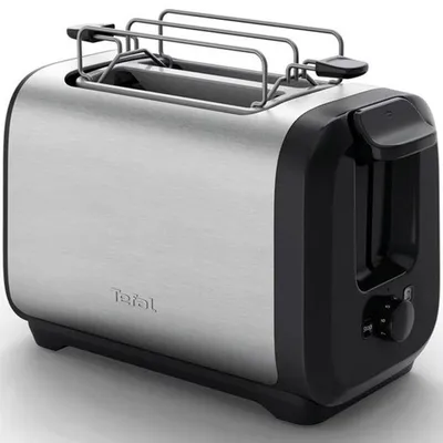 Productafbeelding van Tefal Subito TT5S1DE0, 2 sleuven, Zwart, Roestvrij staal, Roestvrij staal, Knopbediening, Hefboom, Draaibaar, 1300 W, 286 mm