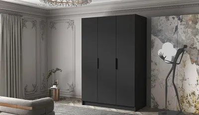Obrázek produktu pro Šatní skříň 150 cm COVO 1 - černá / černé úchyty