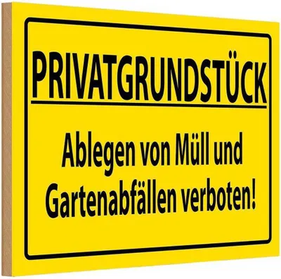 Produktbild von vianmo Holzschild 12x18 cm PRIVATGRUNDSTÜCK abl. von Müll verboten Warnschild Hinweisschild