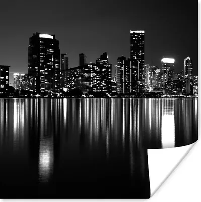 Produktbild von MuchoWow® Poster New York - Skyline - Nacht 75x75 cm - Wand Dekoration