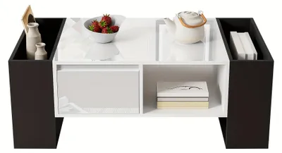 Zdjęcie produktu dla Stolik kawowy - stolik do salonu - stolik pomocniczy - stolik kawowy - stolik - nowoczesny design, czarno-biały