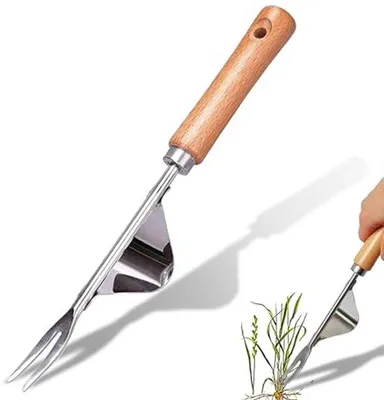 Produktbild von Famanu Unkrautstecher Edelstahl mit Holzgriff - Ergonomisch