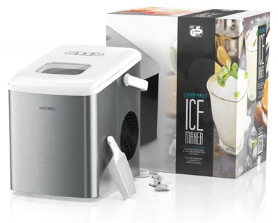 An ice maker and its packaging are shown.