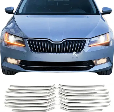 Image de Grille de calandre Moulures de calandre pour Skoda Superb 2015-2019 Acier inoxydable 16x