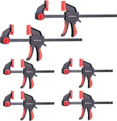 Image de Serres de serrage pour le travail du bois, lot de 6, dimensions 150 mm et 300 mm, pour les travaux de bricolage