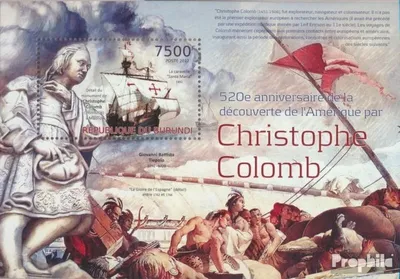 Produktbild von Briefmarken Burundi 2012 Mi Block 297 (kompl. Ausgabe) postfrisch 520. Jahrestag der Entdeckung Amerikas