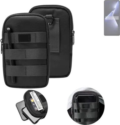 Produktbild von K-S-Trade Holster Gürtel Tasche kompatibel mit Tecno Pova 5 Pro Handy Tasche Schutz Hülle dunkel-grau viele Fächer, 1x