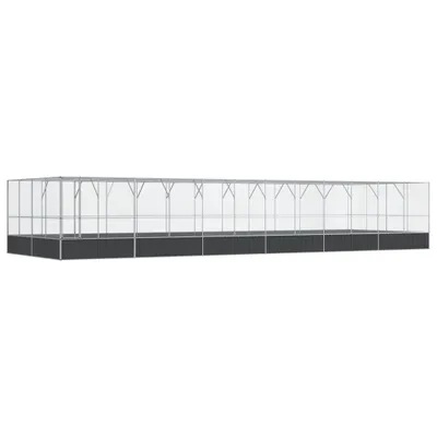 Produktbild von Voliere mit Erweiterung Silbern 1246x414x212 cm Stahl