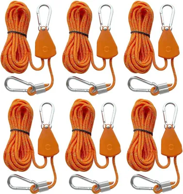 Produktbild von 6 Stück 4M Reflektierend Abspannseile Seil, Abspannseile mit Seilspanner, 4mm Leichte Abspannleine Zeltschnur, Abspannseile Camping, Seilratsche mit Haken für Zelt Zeltplane Camping (Orange)