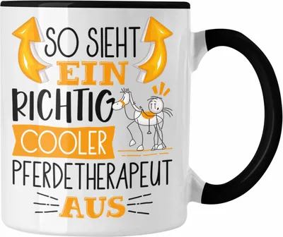 Produktbild von Trendation - Pferdetherapeut Tasse So Sieht Ein Richtig Cooler Pferdetherapeut Aus Geschenk Lustiger Spruch Geschenkidee (Schwarz)