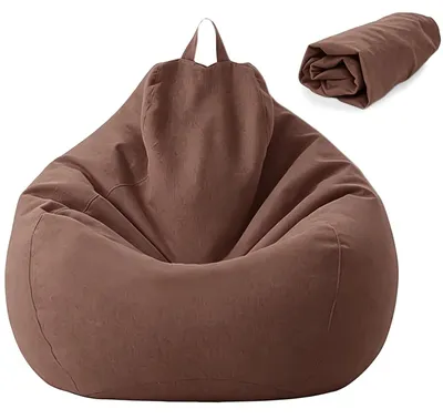 Sitzsackbezug XL 100x120 cm, Leinen-Baumwoll-Mix, Braun