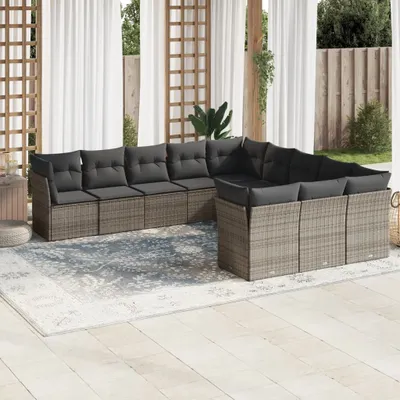 Produktbild von Möbel 11-tlg. Garten-Sofagarnitur mit Kissen Grau Poly Rattan 2024