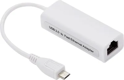 Produktbild von BerryBase Micro USB 2.0 Fast Ethernet Netzwerkkonverter, weiß