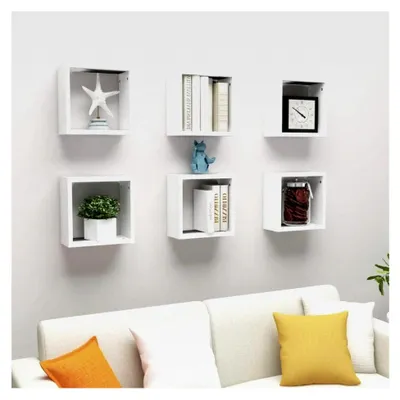 Produktbild von Würfelregale 6 Stück Weiß 30x15x30 cm Wandregale, Hängeregal für Wohnzimmer, Schlafzimmer, Arbeitszimmer