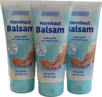 Produktbild von 3x100ml VITAWOHL Hornhaut Balsam Harnstoff Pflege Fersen Füße