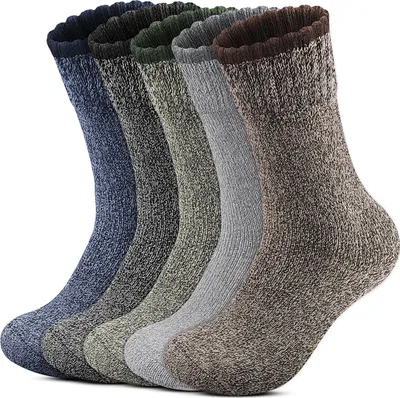 Produktbild von 5 Paar Herren Thermosocken Winter Warme Socken Wolle Socken Dicke Atmungsaktive Socken Wintersocken Wandersocken für Wandern, Zuhause, Freizeit, Sport