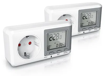 Immagine prodotto di Set di 2 misuratori di consumo energetico Bearware per presa di corrente, con display, che misurano il consumo in kWh, la potenza in Watt e i costi. Supporta un carico fino a 3680 Watt. Contatore di energia elettrica, 2 pezzi, colore bianco