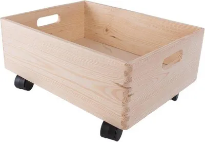 Produktbild von Famanu Aufbewahrungsbox aus Holz mit Rollen - 40 x 30 x 19 cm