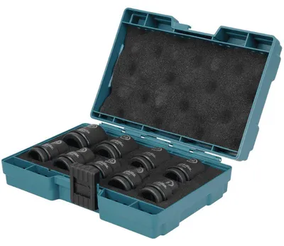 Immagine prodotto di Set di 9 bussole quadrate da 1/2" IMPACT BLACK Makita E-16570 da 8 a 21 mm