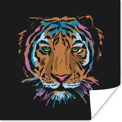 Produktbild von MuchoWow® Poster Tiger - Gemälde - Kopf 30x30 cm - Wandposter - Printing