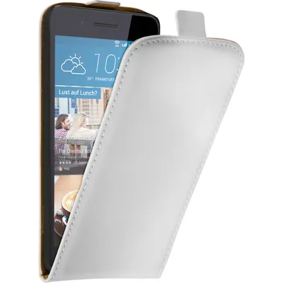 Produktbild von PhoneNatic Kunst-Lederhülle kompatibel mit HTC Desire 728 - Flip-Case weiß + 2 Schutzfolien