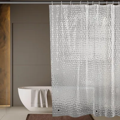 Produktbild von Duschvorhang transparent, 180x180 cm, 12 Haken, wasserdicht, für Badezimmer