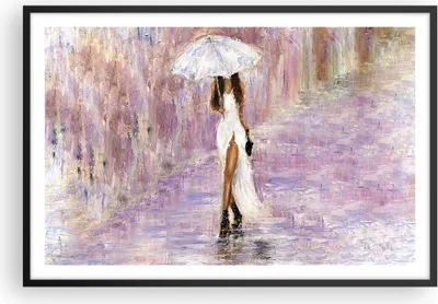 Produktbild von Gerahmtes Poster - Schwarzer Rahmen - Frau Regenschirm - 91,5x61 cm - Wand Bild - Wanddeko - Wandbilder - Kunstposter - Wandposter - Bilderrahmen - Bilder - Kunstdruck - Wandbild - P2BAA91x61-3822
