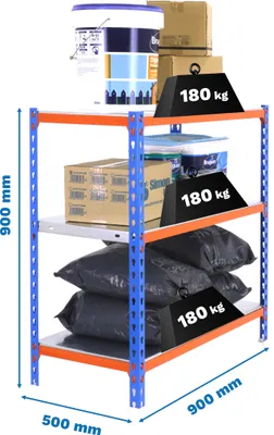Produktbild von SIMONCLICK Metallregal 3/500 900 BLAU/LARANJA/GALVA