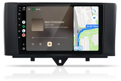 Immagine prodotto di Autoradio installabile a posteriori compatibile con Smart Fortwo 451 2010-2015: CarPlay, Android Auto, navigatore, Bluetooth, DAB+, telecamera posteriore, schermo da 9 pollici, 32 GB