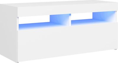 vidaXL TV skrinka s LED svetlami biela 90x35x40 cm