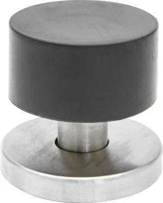 Produktbild von WAGNER Bodentürstopper GLACIER - Ø 40 x 40 mm, Metall Edelstahloptik, Kautschuk schwarz, inkl. Montagematerial - 15506011