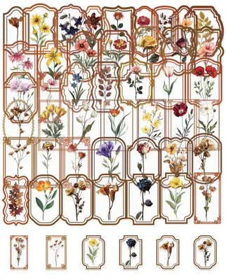 50 Vintage Blumenaufkleber, selbstklebend, wasserdicht, für DIY