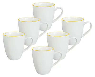 Obrázok produktu pre Sada 6 ks – žltý hrnček Alba, 350 ml, žltá línia