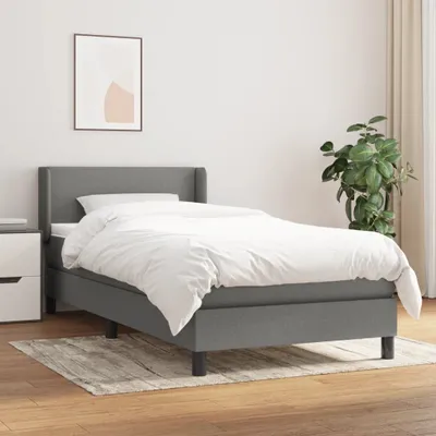 Immagine prodotto di The Living Store Letto a molle con materasso grigio scuro 100x200 cm in tessuto