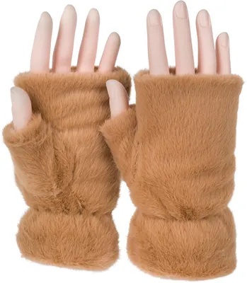 Produktbild von styleBREAKER Damen Fingerlose Handschuhe | Kuscheliges Kunstfell | Teddyfell