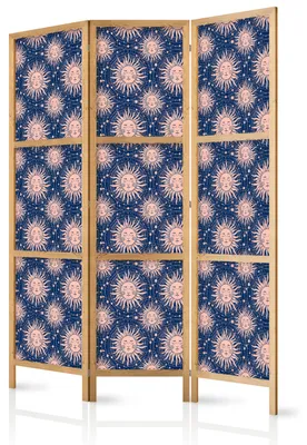 Immagine prodotto di Pannello divisorio giapponese, 3 ante, pieghevole, realizzato in tessuto non tessuto di alta qualità, motivo "SOLE", ideale per la camera da letto, dimensioni 135 cm x 172 cm