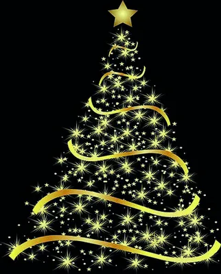 Produktbild von 20 Servietten Shining Tree black - Weihnachtsbaum gold auf schwarz 33x33cm