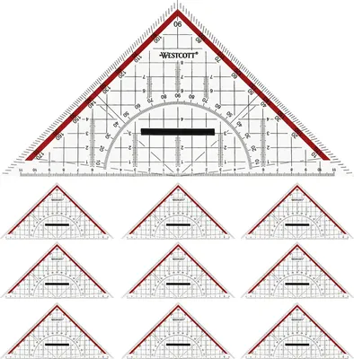 Produktbild von 10 Stk. Geodreiecke 22 cm transparent abnehmbarer Griff Kunststoff Schule Dreieck