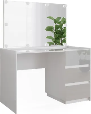 Produktbild von Schminktisch Vicco Marla Weiß Hochglanz 120 cm mit Spiegel, LED-Lichterkette, Model 51992