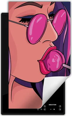 Produktbild von DarHaus Herdabdeckplatte 1 teilig 30x52 cm Anti Rutsch Matte Aufrollbar, pop art. - Frau
