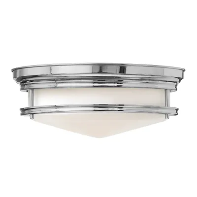 Zdjęcie produktu dla Plafon okrągły Hadley chromowany biały 3xE27x40W metal wym:14x35,6x35,6cm IP44 Hinkley