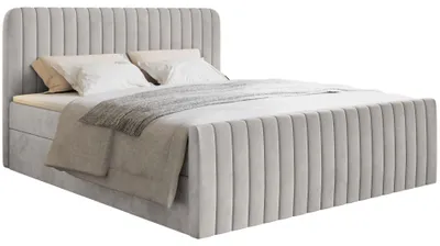 Produktbild von Selsey Saliano - Boxspringbett 140x200 mit Bettkasten, Topper und Samtbezug, Greige