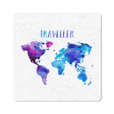 Produktbild von MuchoWow® Mauspad Mousepad Weltkarte - Aquarellfarbe - Reisen 30x30 cm - Mousepads - Maus Mat - Pad - Mausunterlage - Gaming
