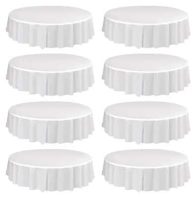 Produktbild von 8 Stück verdickte Tischdecken, einfacher Stil, reine Farbe, runde Form, rutschfest, pflegeleicht, schmutzabweisend, wasserdicht, Tischschutz, Bankett-, Party-Dekoration, Picknick-Tischdecke