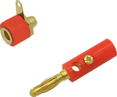 Produktbild von ARLI 20x Bananenstecker + 20x Bananenbuchse mit Lötfahne rot vergoldet bis 4 mm² Set