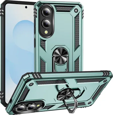 Produktbild von Schutzhülle für Samsung Galaxy S25 Edge Dual Layer Robust Militäre Fallschutz Hülle mit Ringhalterung Ständer Grün